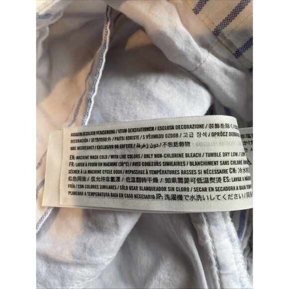 Abercrombie & Fitch Cami Corset Crop Top Size S Blue Striped Smocked Buttons - Picture 6 of 8